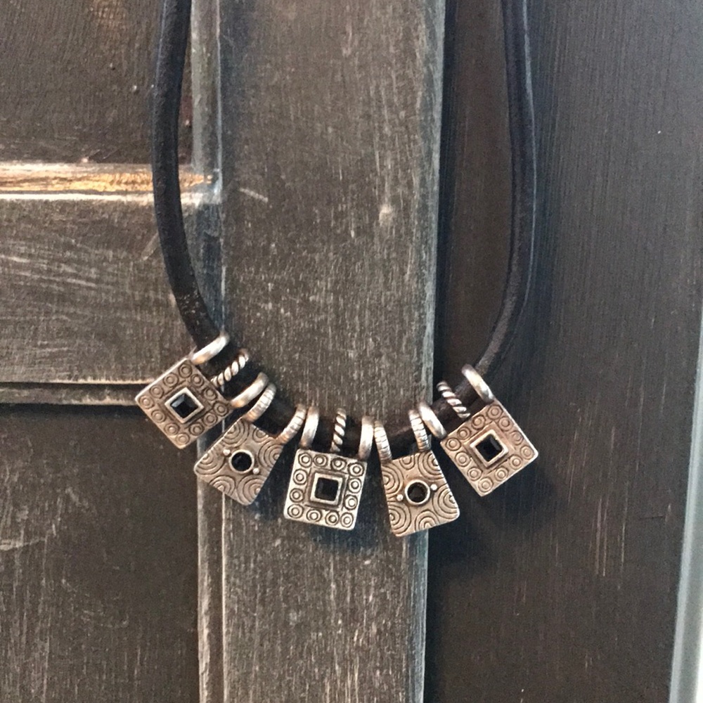 Chico’s leather and silver-tone necklace!